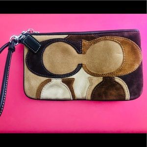 Auth Coach Signature Suede Wristlet